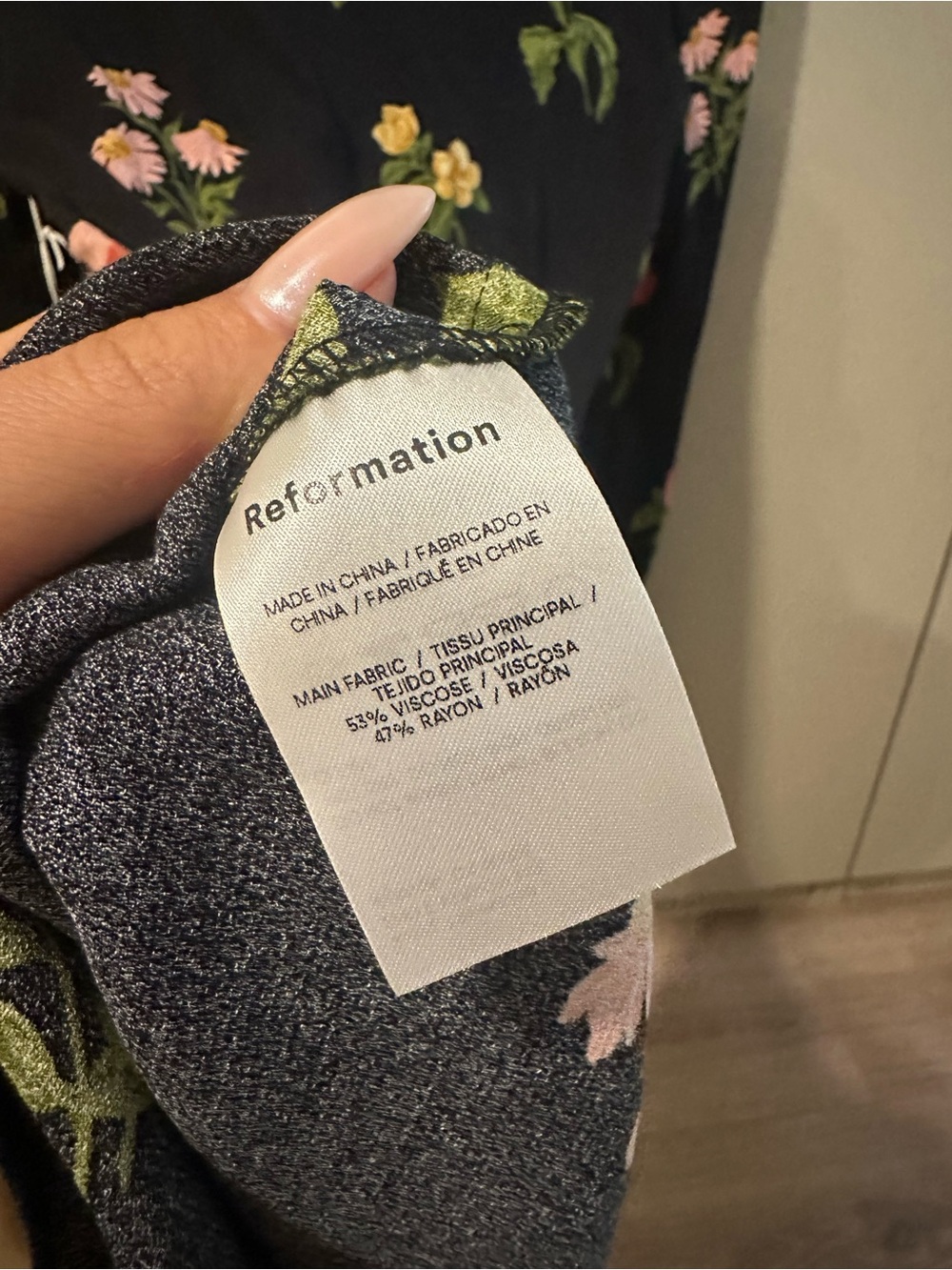 Reformation Will Black Floral Night Bloom Long-Sleeve Mini Dress Size 4 - Picture 11 of 12